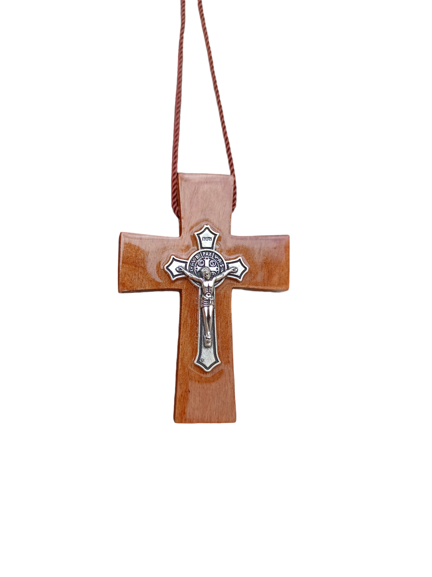 Cruz de madera con Cristo metálico